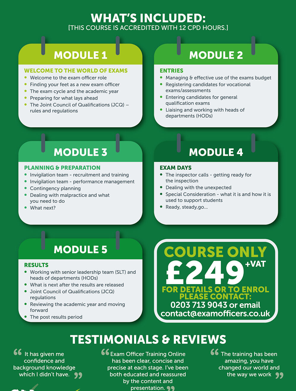 New Exams Officer Training - Course Outline